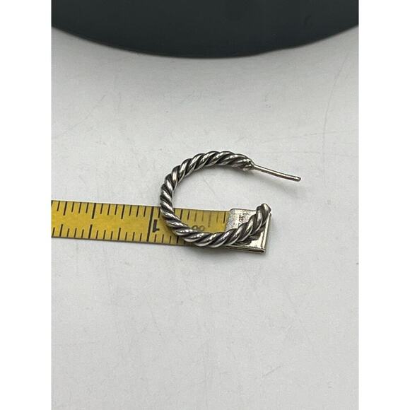 Sterling silver 925 Ribbed Textured Hoop Earrings 2.6mm, 7.6 Grams, 1” - Picture 11 of 14